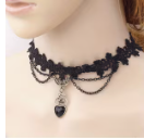 Colar Gótico Trançado De Renda